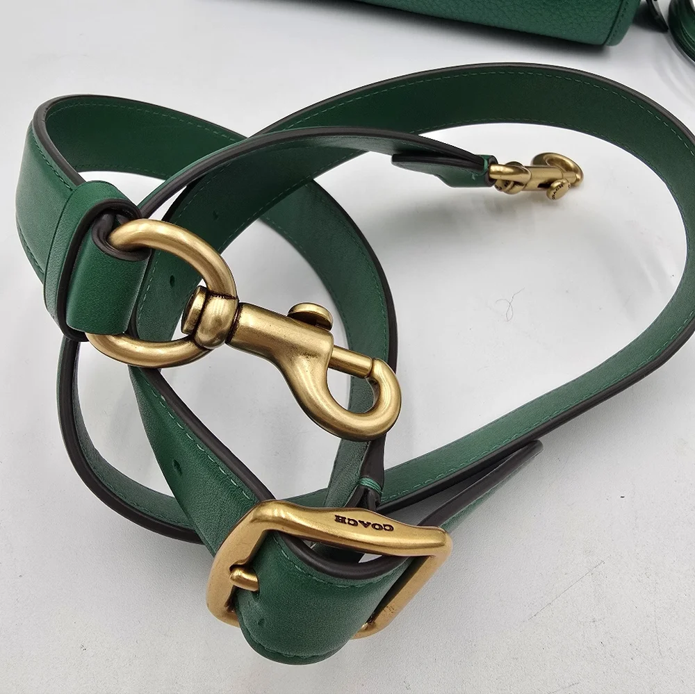 Coach Rogue Satchel 25 In Glovetanned Pebble Leather, Shamrock- Includes Charm - Picture 15 of 16